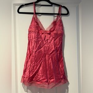 Vintage 90th Victoria's Secret Pink Satin Lingerie Lace Sz S